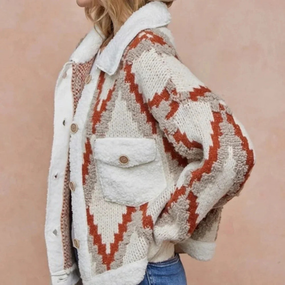 New! Quilted Knit Sweater Coat Jacket - Picture 3 of 6